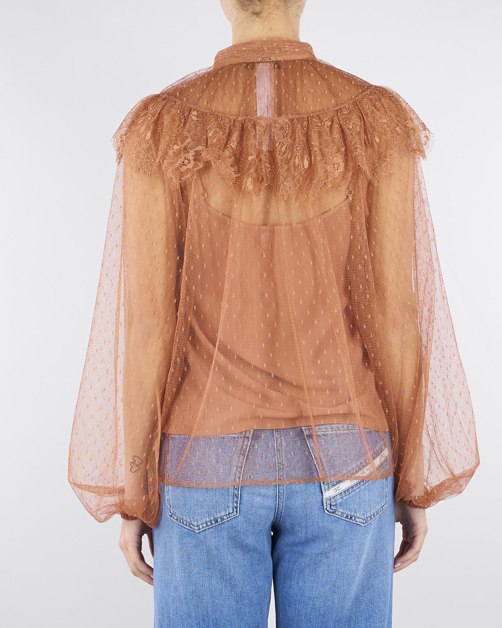 Blusa Terracotta in tulle plumetis e pizzo TP2772 13168 TWIN SET 