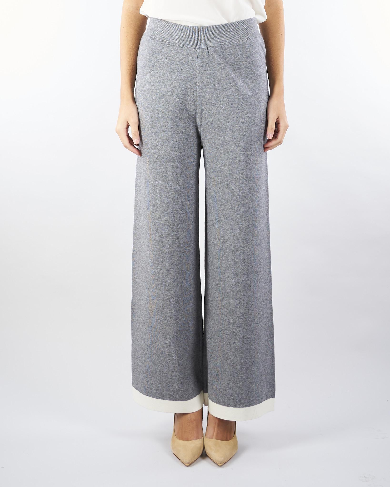 Pantalone Grigio-Bianco in maglia wide leg NS250 95 NO SECRETS 