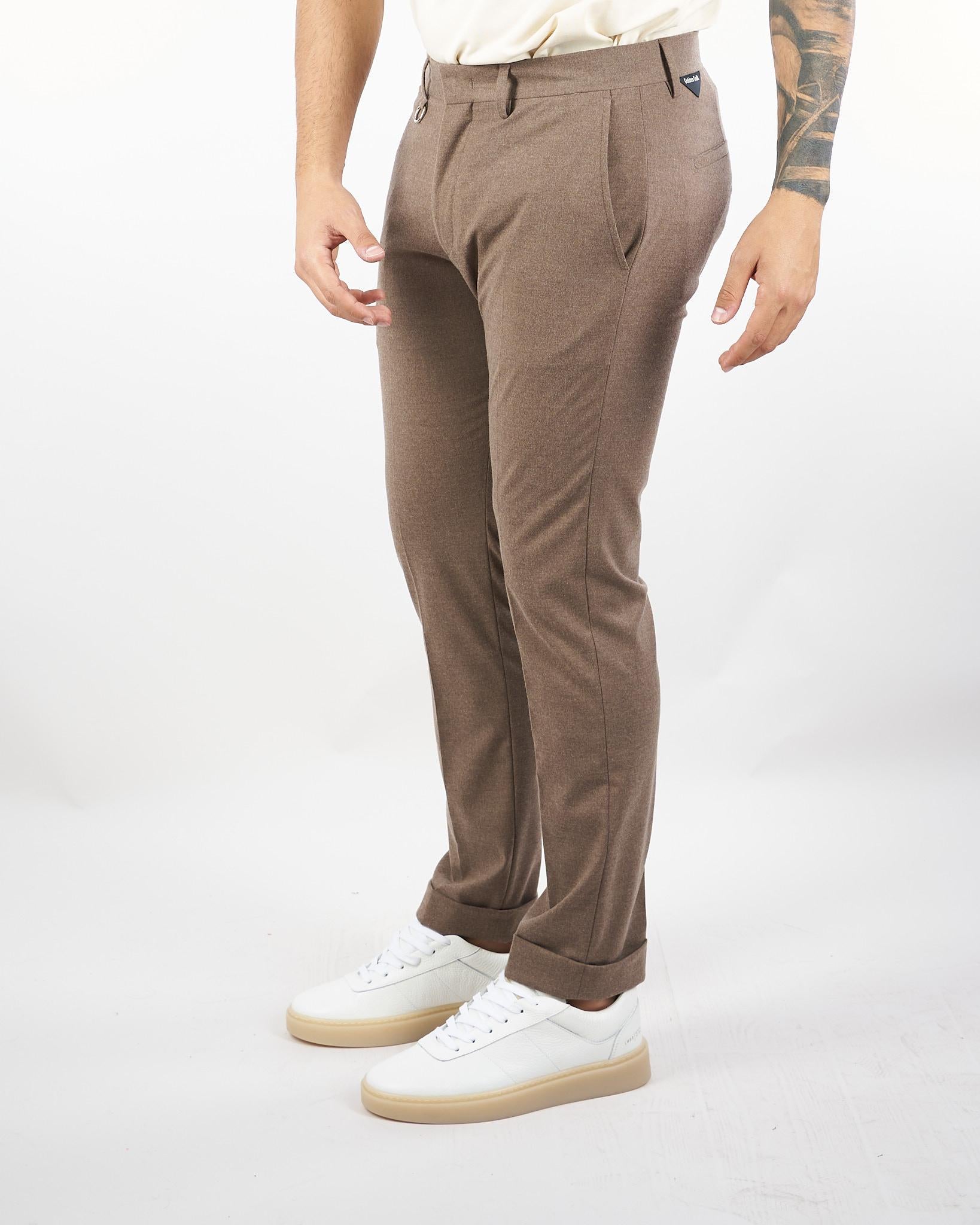 Pantalone Roxy Tortora in flanella di lana GC1PFW25266843 M084 GOLDEN CRAFT 