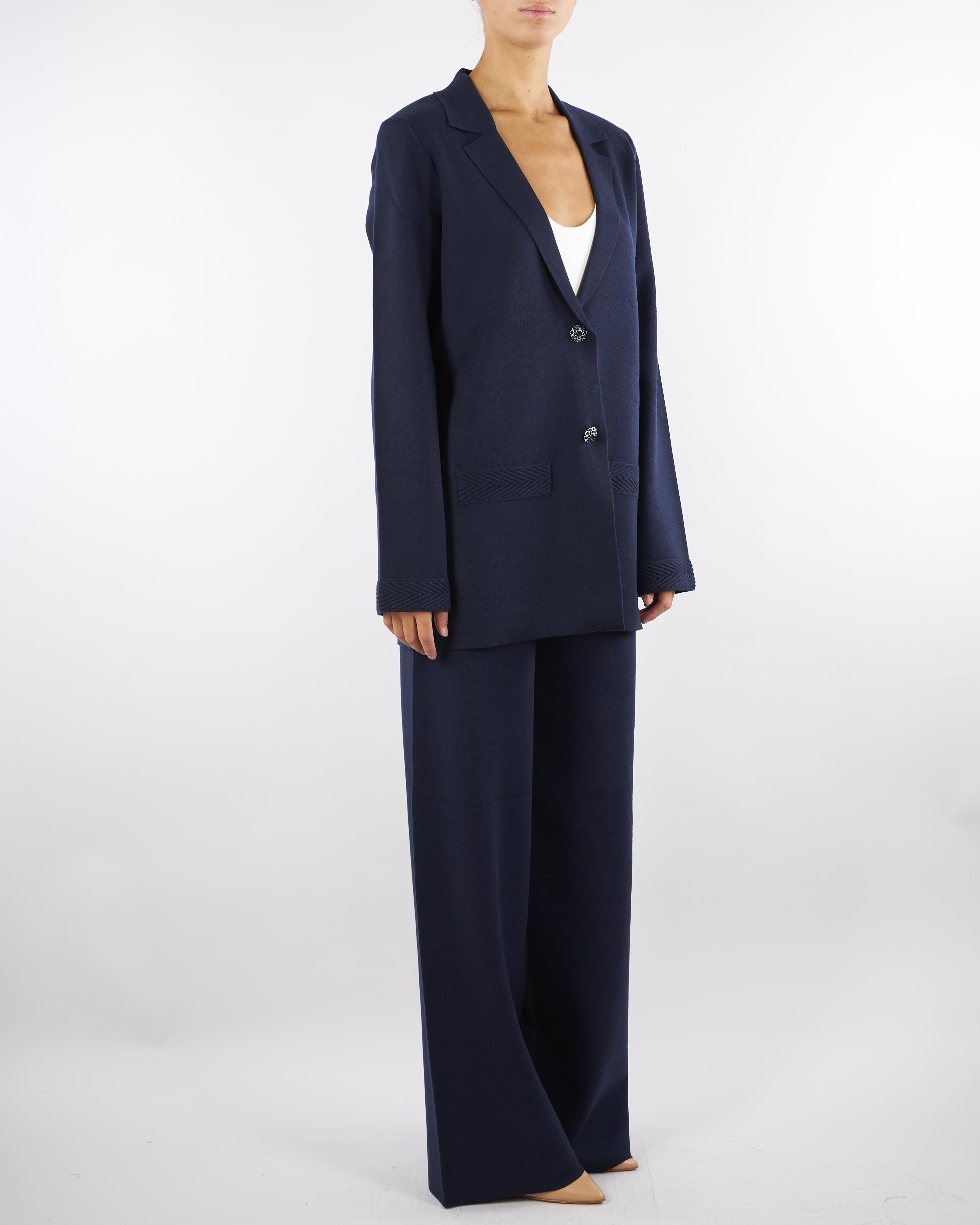 Giacca Blu in maglia con bottoni gioiello RF5281MA41R 93812 BLUGIRL 