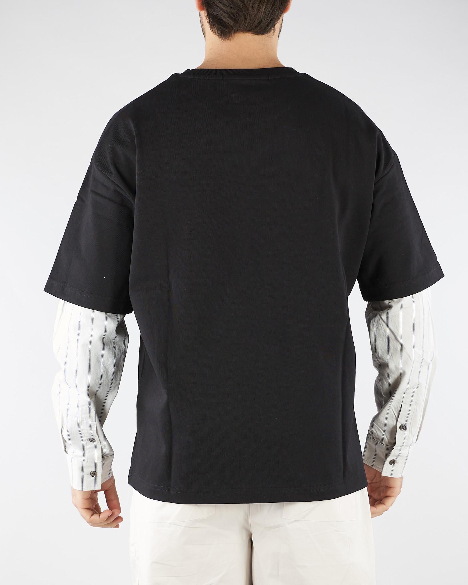 T-shirt Nero con manica lunga in camicia HTEM310501 111 ACUPUNCTURE 