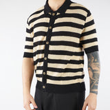 Polo in Maglia Nero-Crema a righe S6PKMAKP077 110 A PAPER KID 