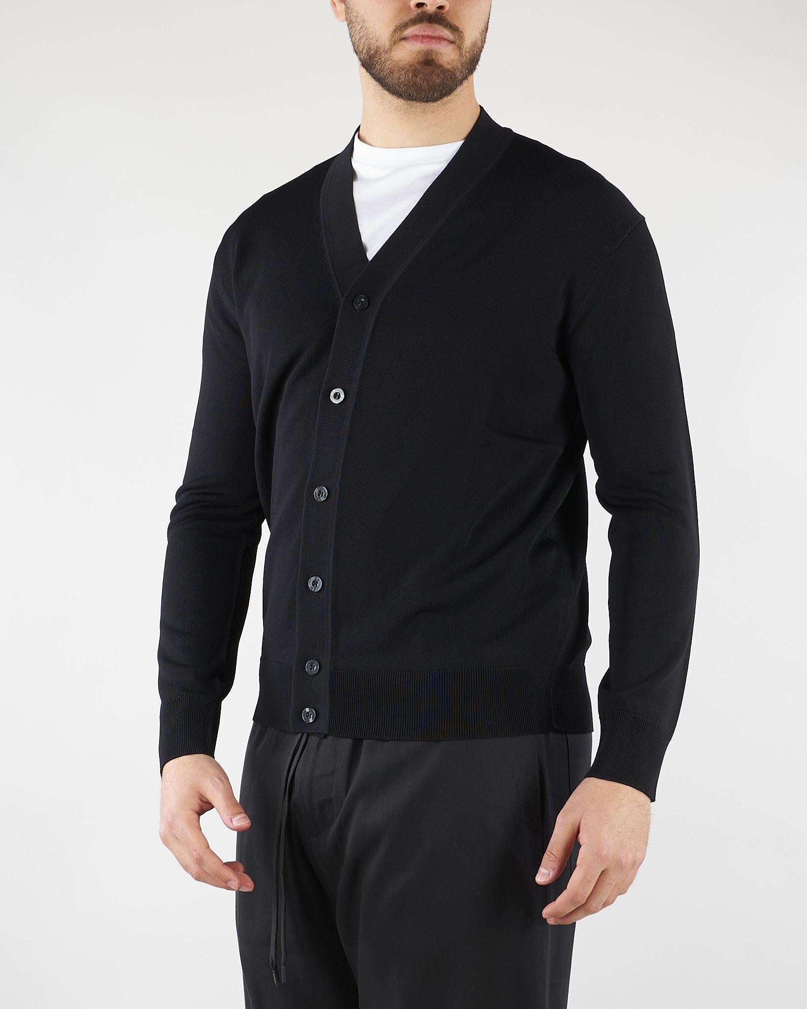 Cardigan Nero in maglia di viscosa LM26003 D001 LOW BRAND 