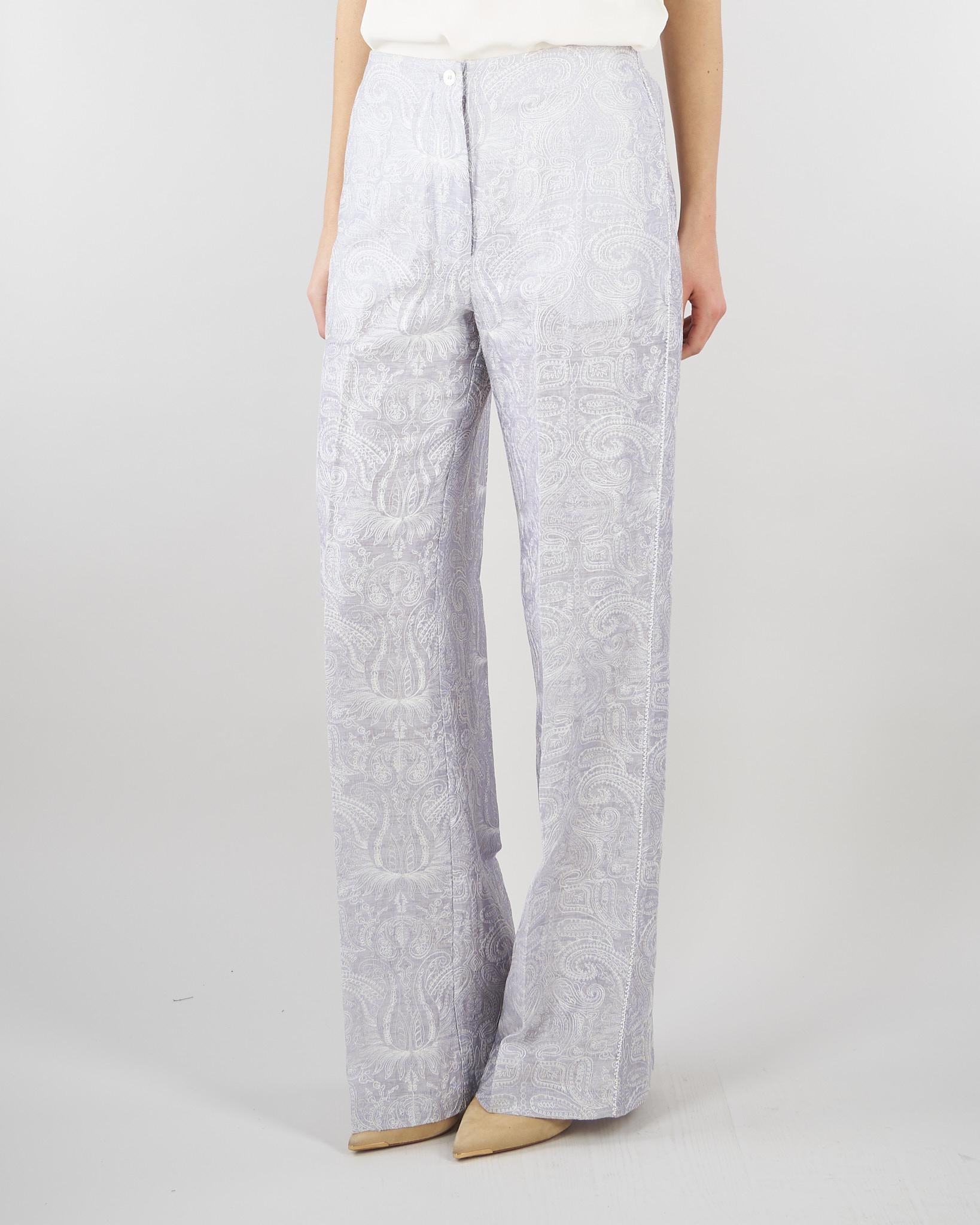 Pantalone jacquard Polvere relax fit elasticato in seta lino ricamato PT117350330051 760 SEVENTY 