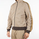Felpa Beige in jacquard monogram con zip e logo SH1368 6IR LACOSTE 