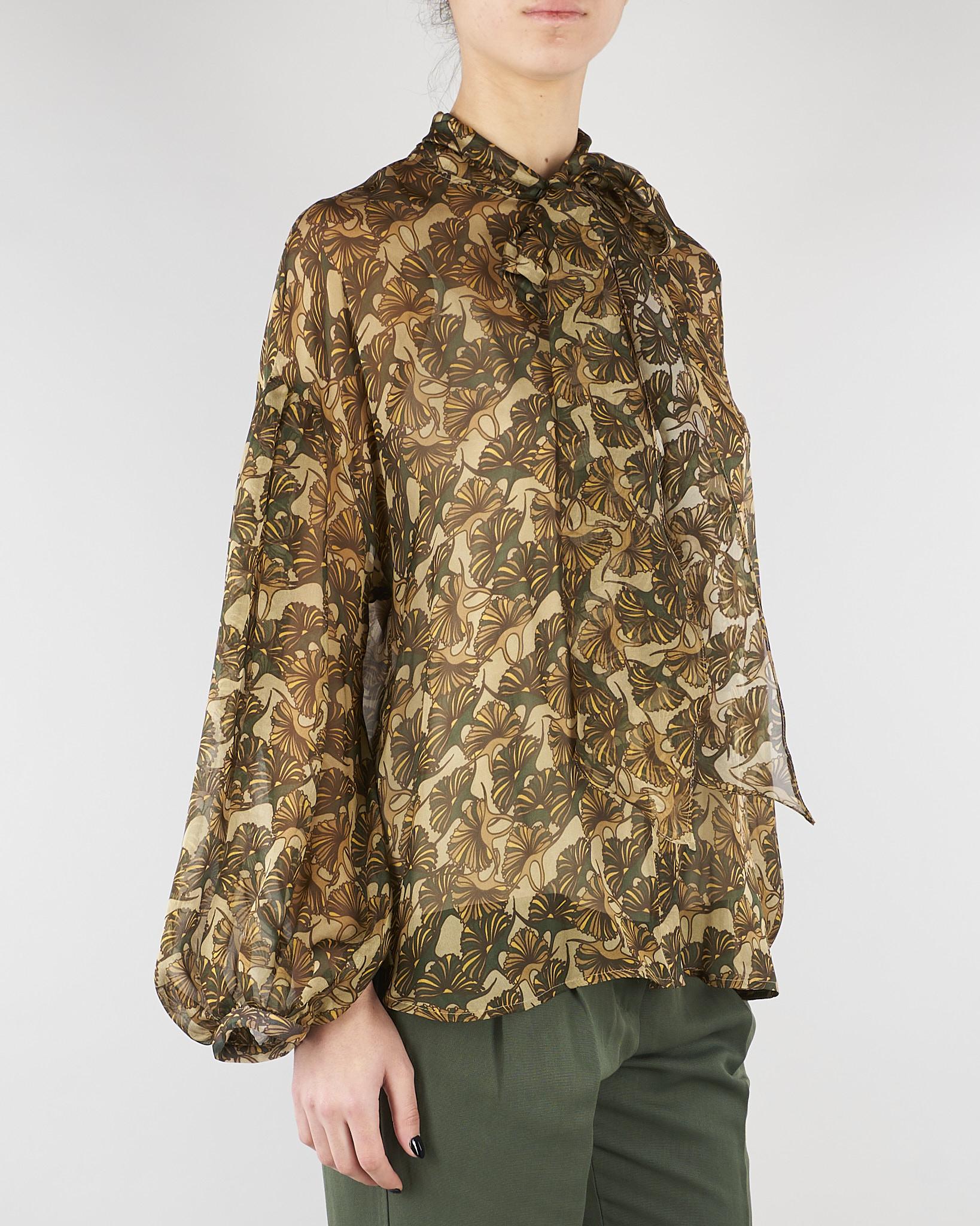 Blusa Verde in chiffon di seta stampata MSTBALLATA 3 MAX MARA STUDIO 