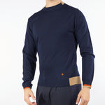 Maglia Blu con profili a contrasto in misto lana 3932M500253807 89 MANUEL RITZ 