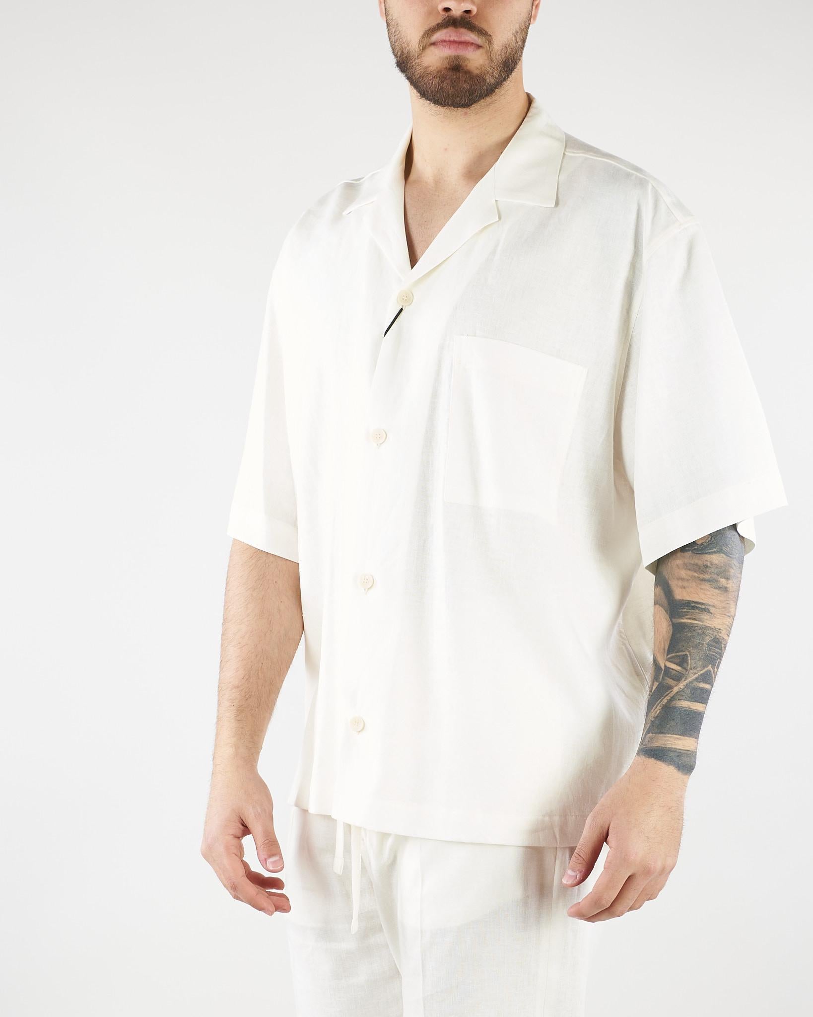 Camicia Bianco in lino CA3637 1 I'M BRIAN 