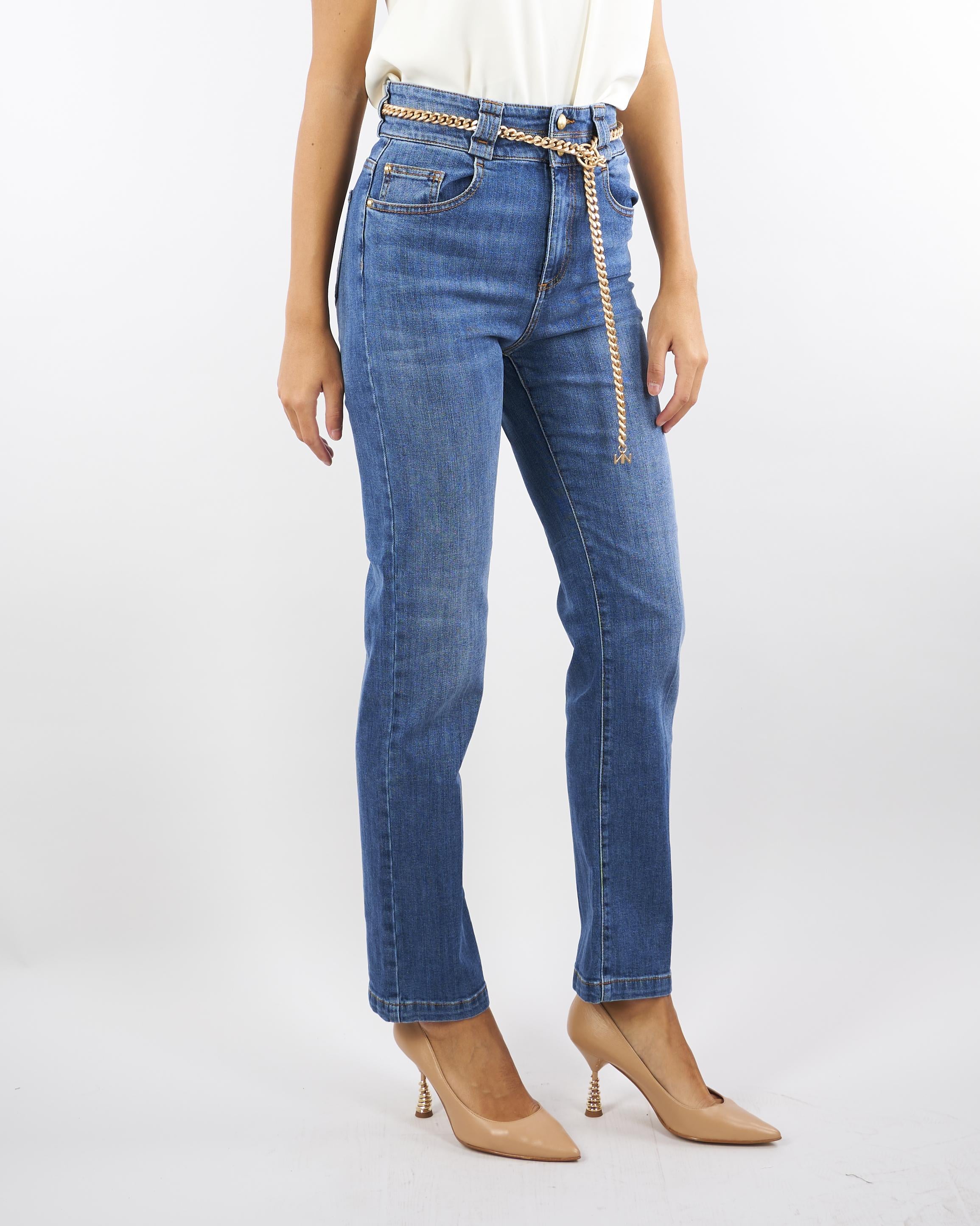 Jeans Denim con cintura e ricamo logo Shikoku SHIKOKU 475 NENETTE 