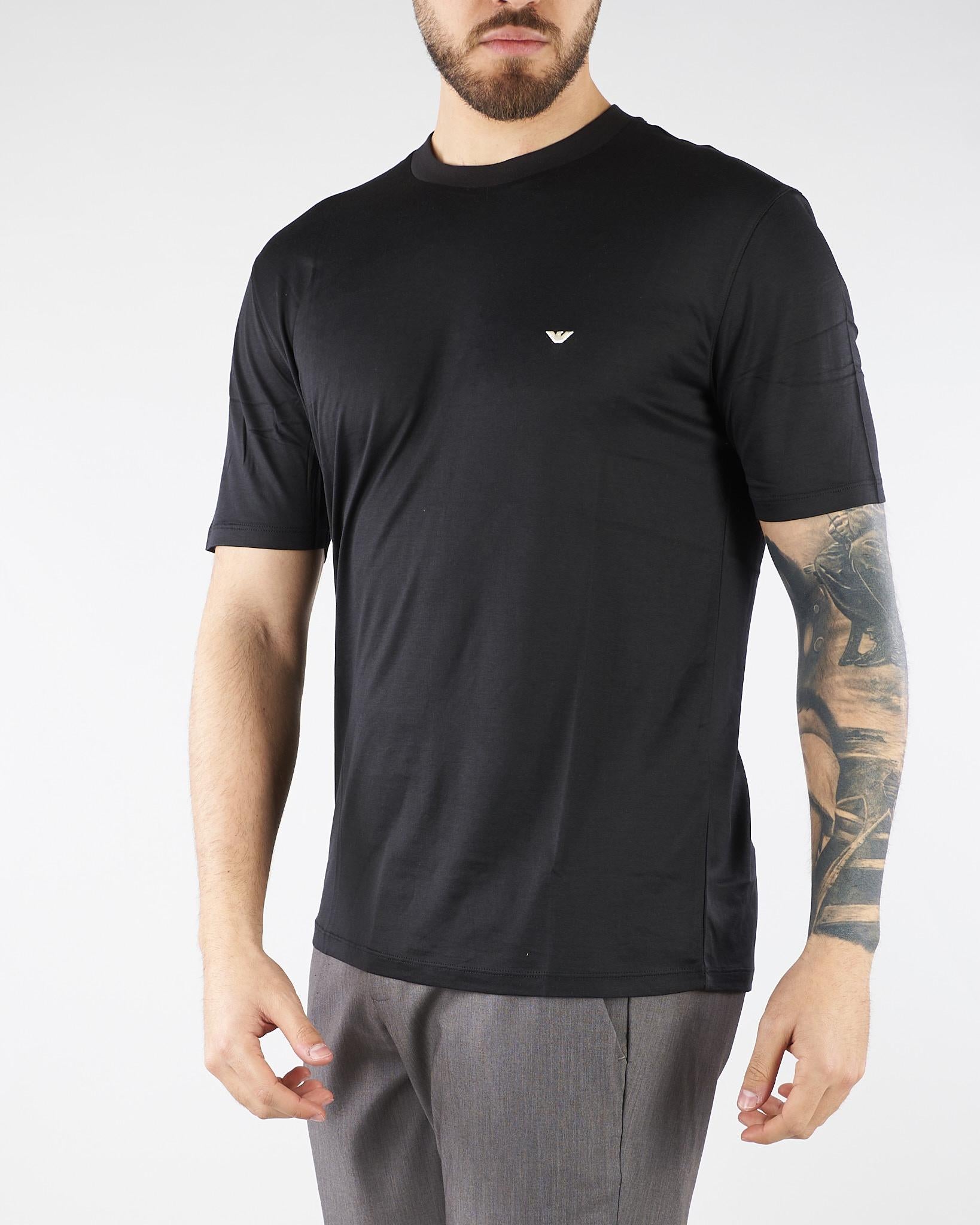 T-shirt Nero in jersey lyocell con logo EM004592AF13747 UC001 EMPORIO ARMANI 