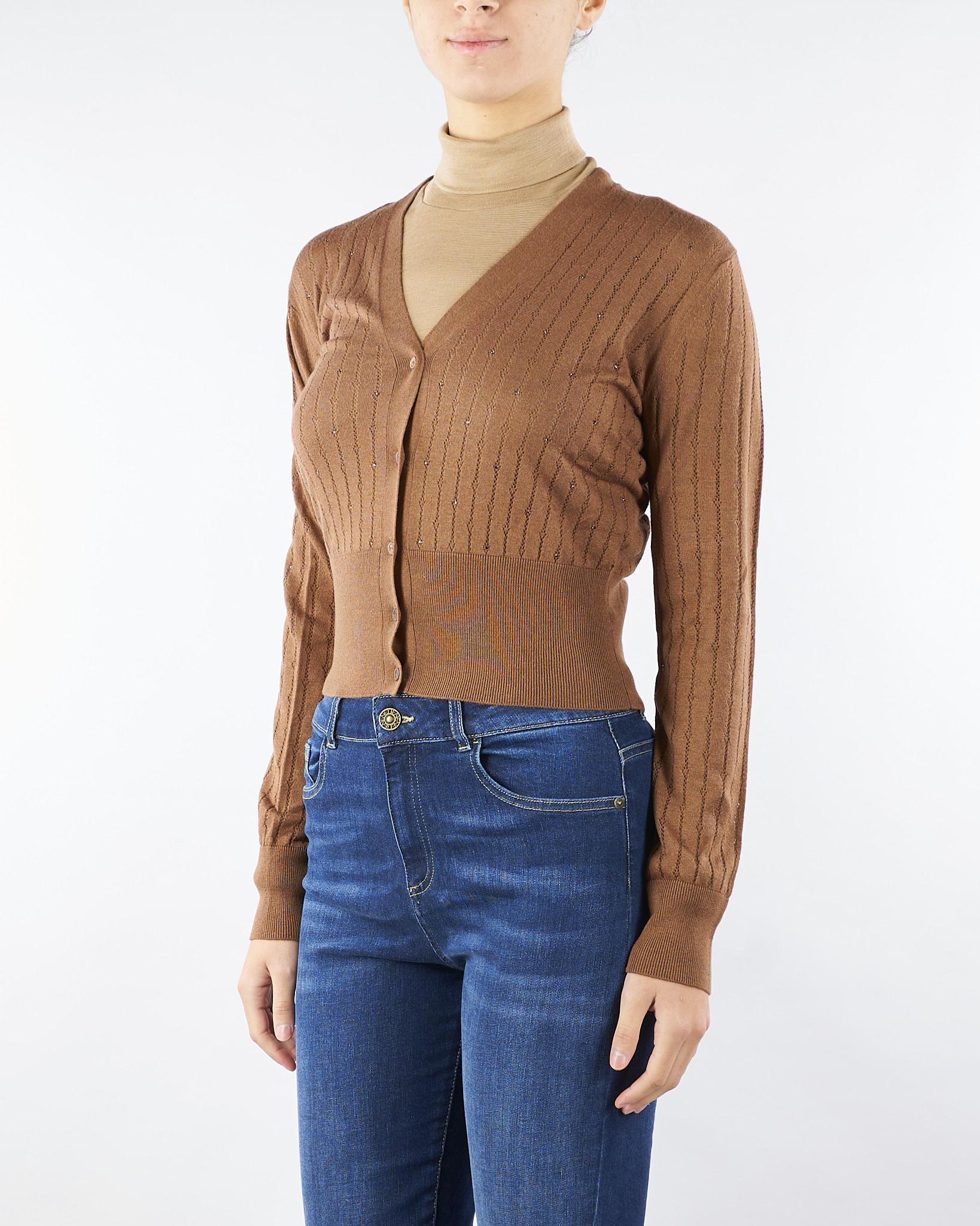 Cardigan Caramello in filato di lana e seta con paillettes NOGARA 3 MAX MARA STUDIO 