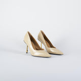 Decollette Crema in pelle con tacco gold 263 13 WO MILANO 