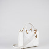 Borsa Tote Avorio piccola in jacquard con charms