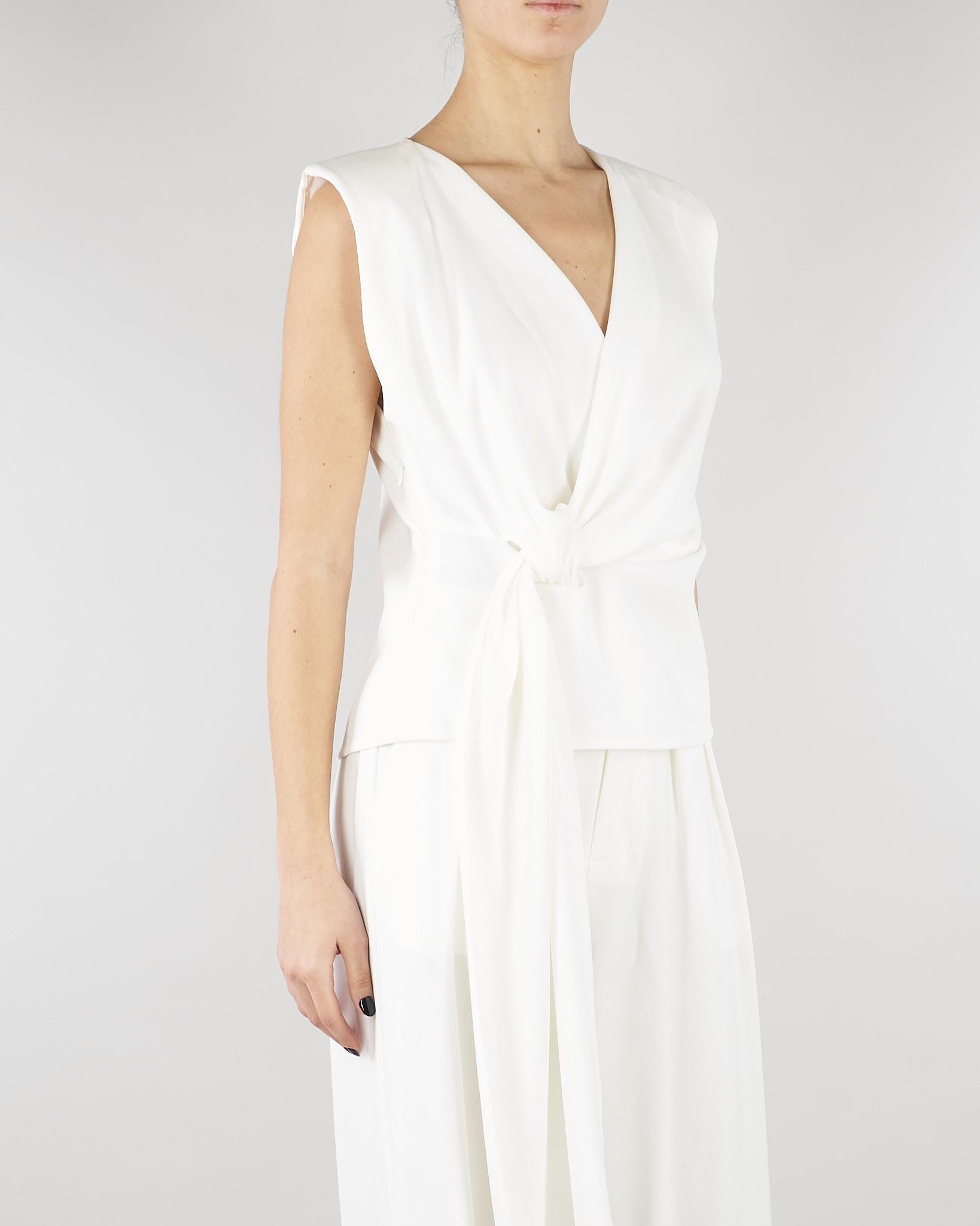Top Bianco con nodo e volant SS260153 1 ELEH 