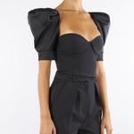 Top Nero in crêpe e duchesse TO02656E2 110 ELISABETTA FRANCHI 