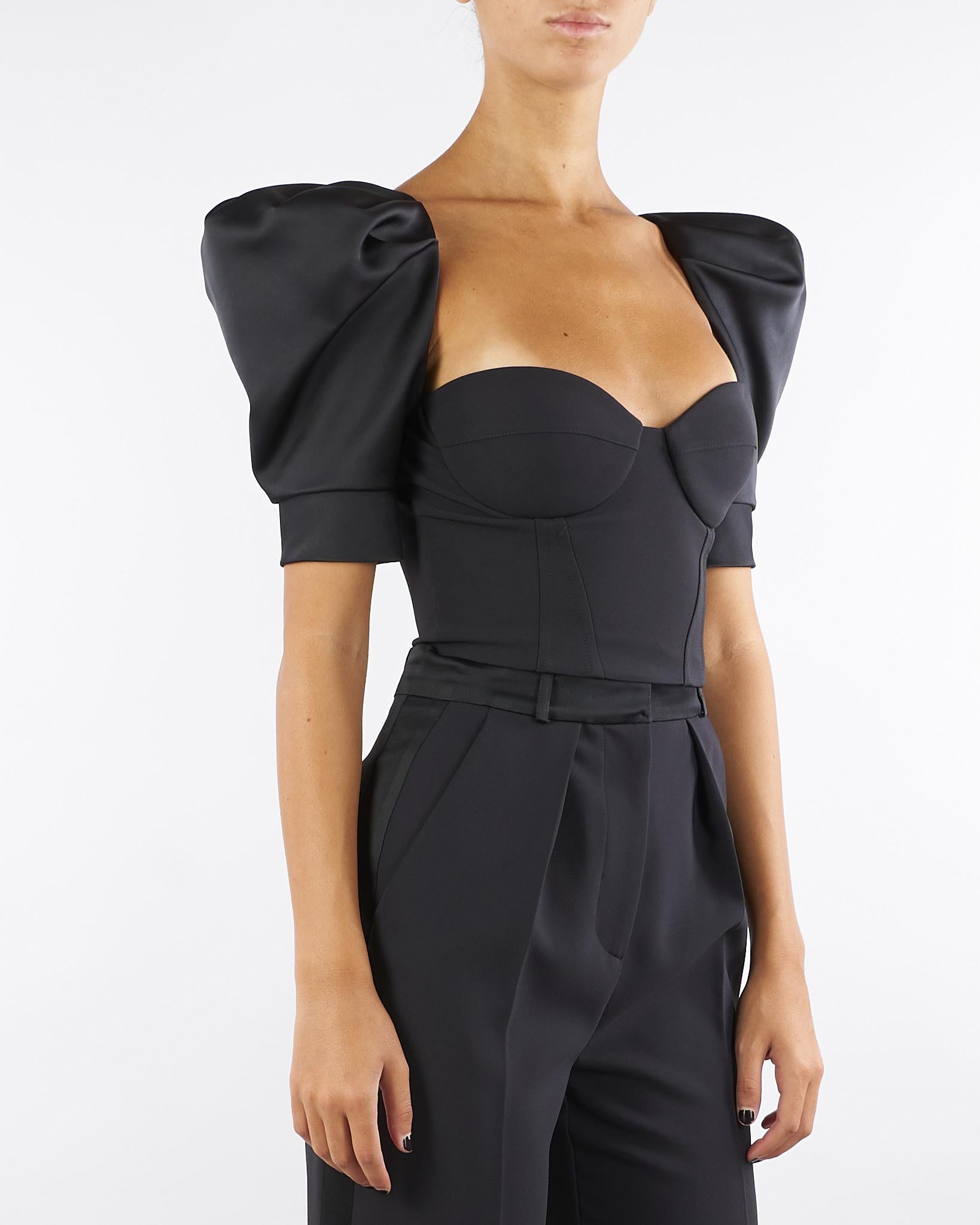 Top Nero in crêpe e duchesse TO02656E2 110 ELISABETTA FRANCHI 