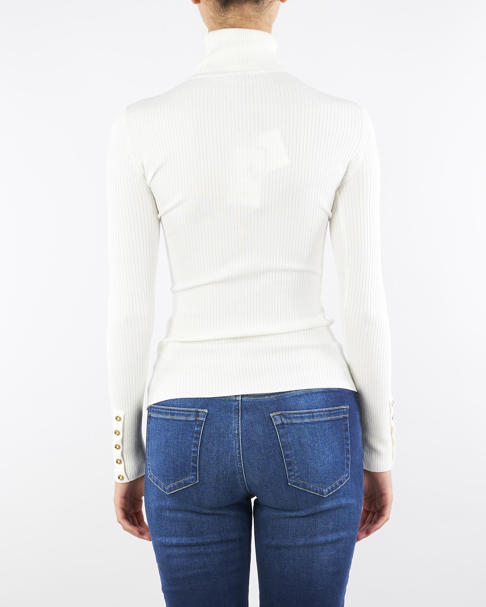 Maglia Avorio a costine con taschino MK11B56E2 360 ELISABETTA FRANCHI 