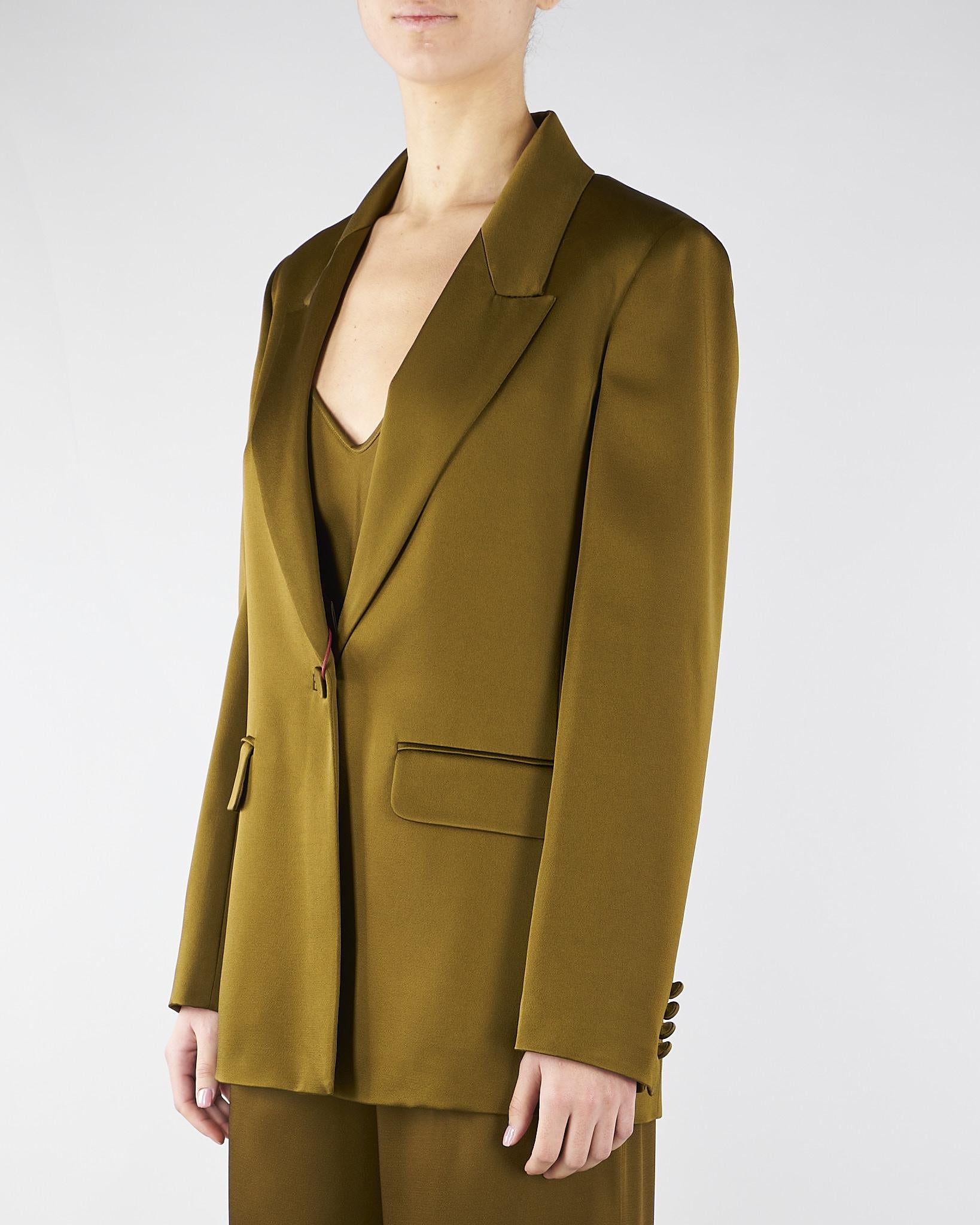 Blazer Verde Olio in envers satin MSEALBINO 56 MAX MARA STUDIO 