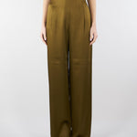 Pantalone Verde Olio in envers satin MSECONO 56 MAX MARA STUDIO 