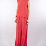 Pantalone Rosso in misto viscosa e seta con elastico in vita