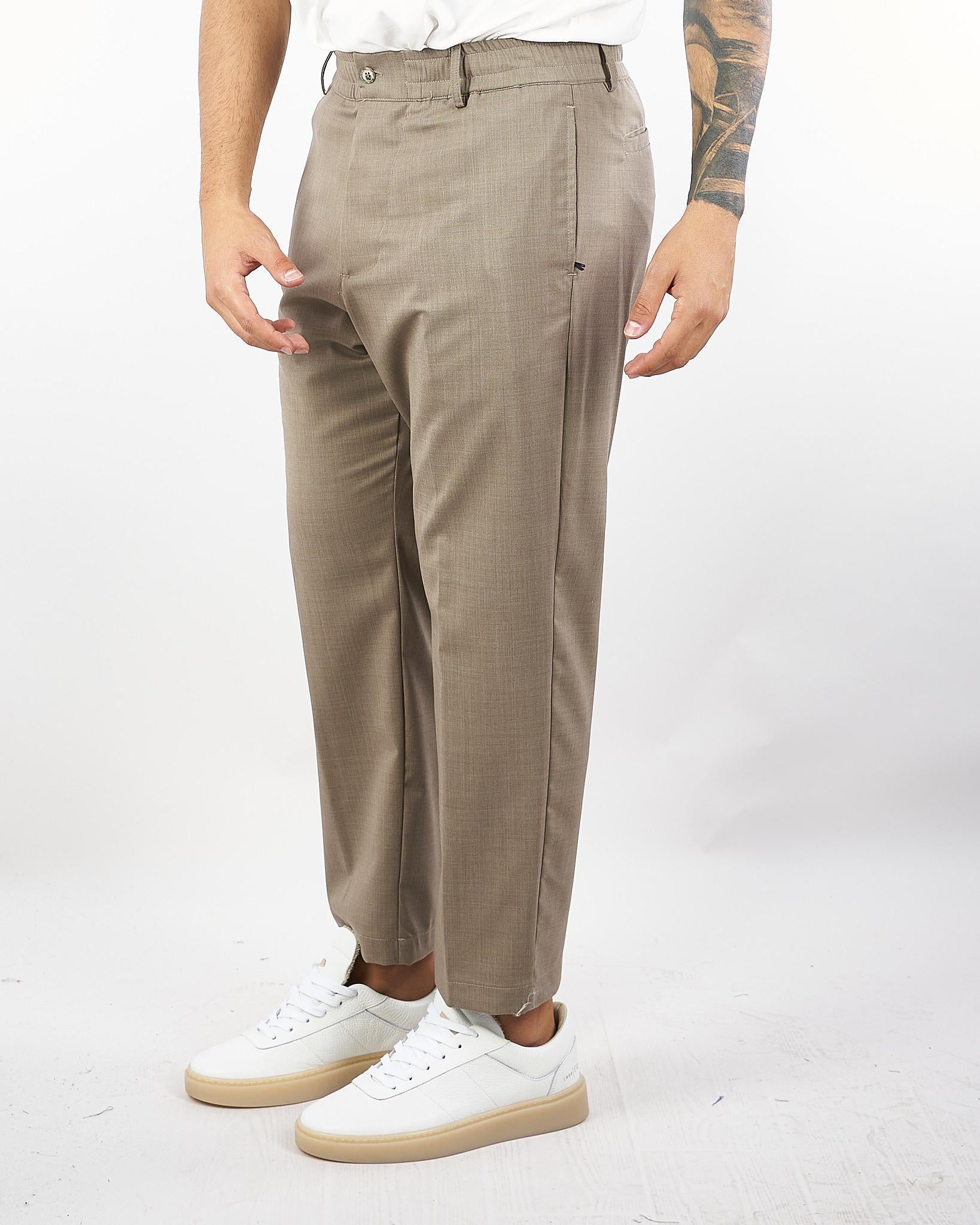 Pantalone Fango in fresco lana con elastico in vita XP3344 30 YES LONDON 
