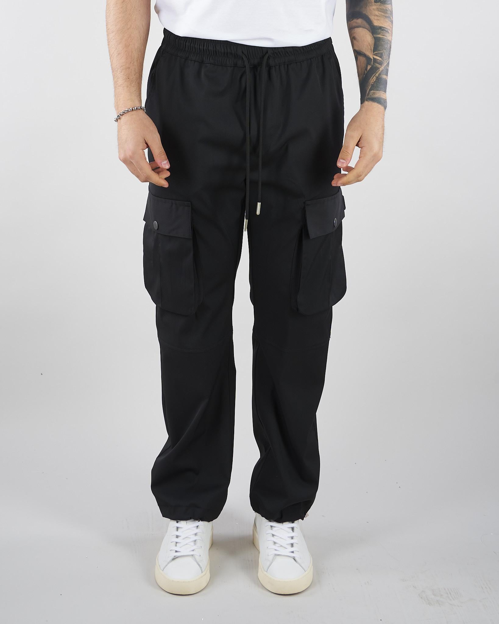 Pantalone cargo Nero Relaxed fit XP3382 99 YES LONDON 