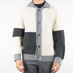 Cardigan Panna-Grigio in lana patchwork color block MA3411 28 I'M BRIAN 