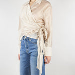 Camicia Mandorla in organza con fiocco TAB0154 03 VICOLO 