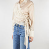 Camicia Mandorla in organza con fiocco TAB0154 03 VICOLO 