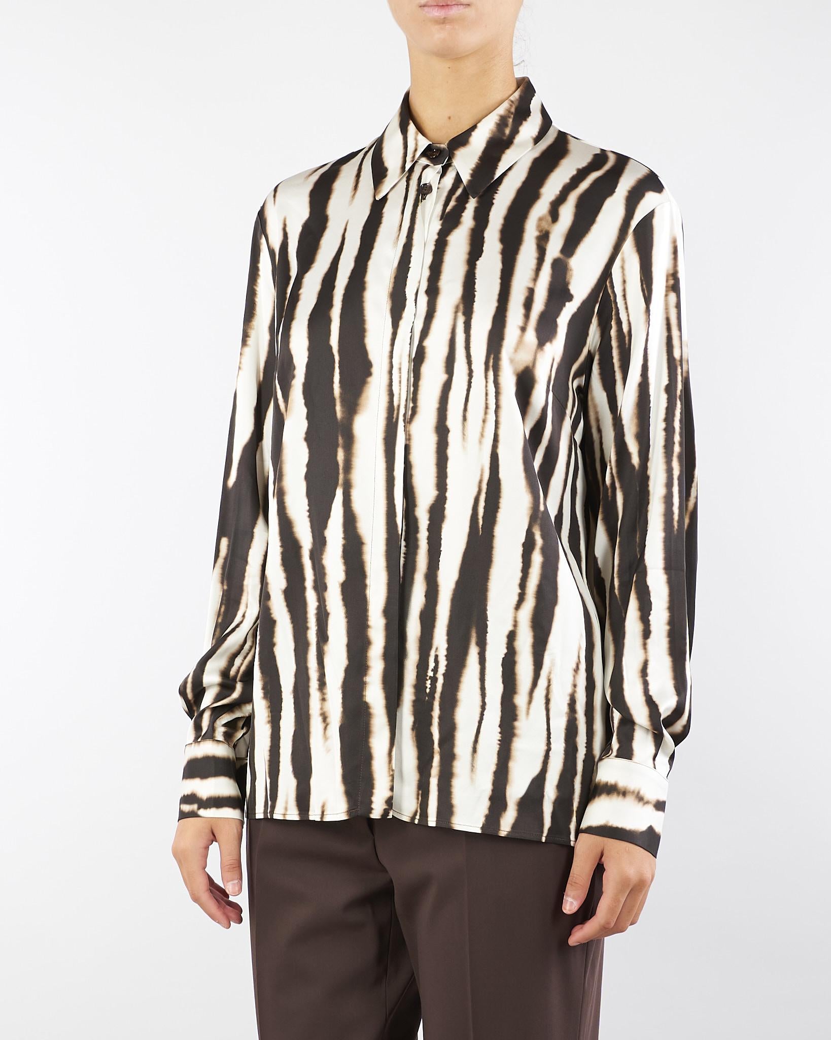 Camicia Marrone-Bianco in viscosa a fantasia A3564235 3 CLIPS 