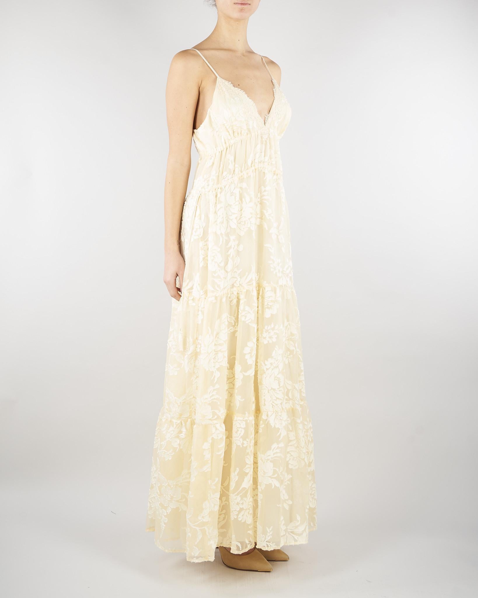 Abito Vaniglia a balze in raso devorè floreale D48EQ024E60 MFB31 ERMANNO BY ERMANNO SCERVINO 