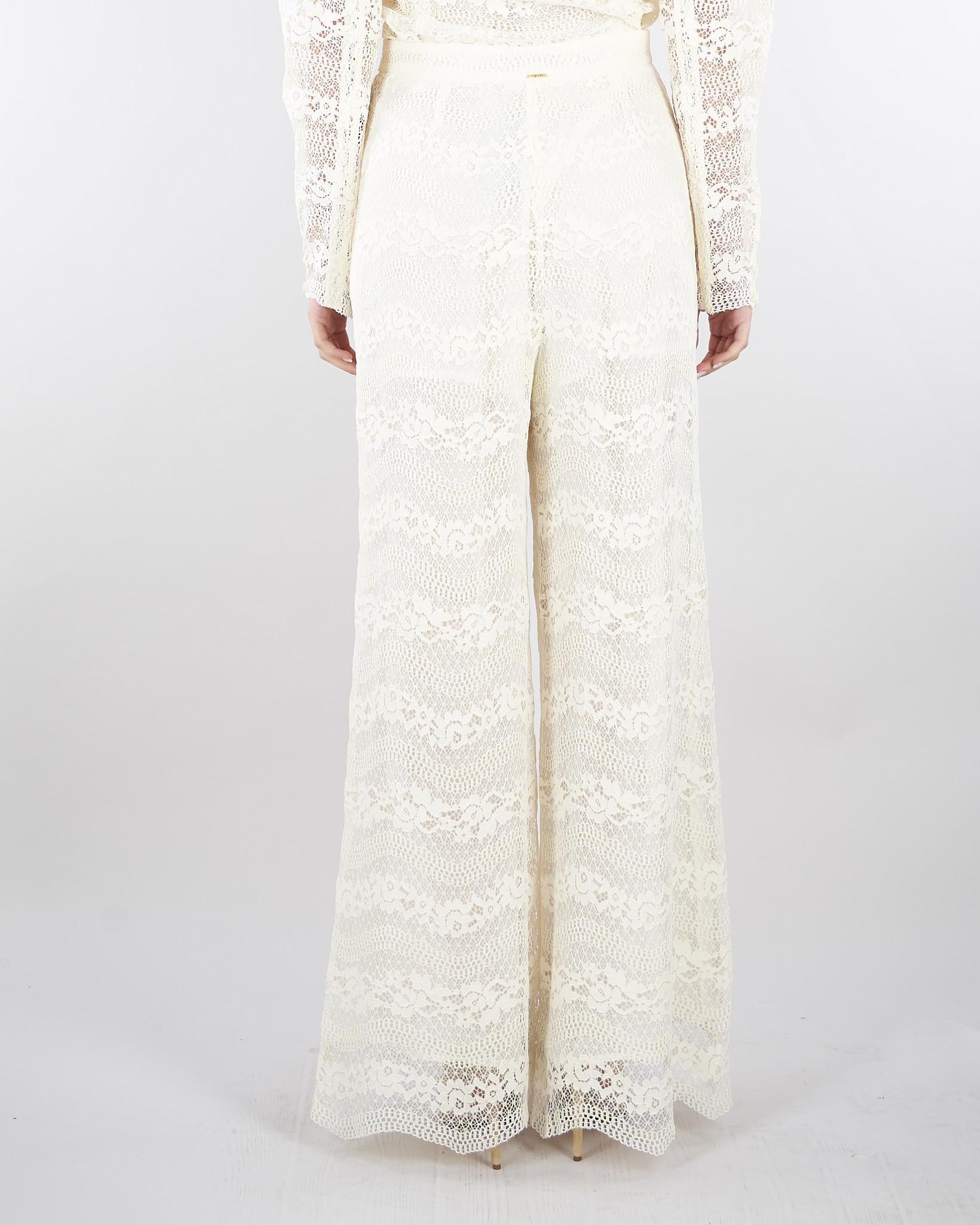 Pantaloni Burro ampi in pizzo macramè TP2901 59 TWIN SET 