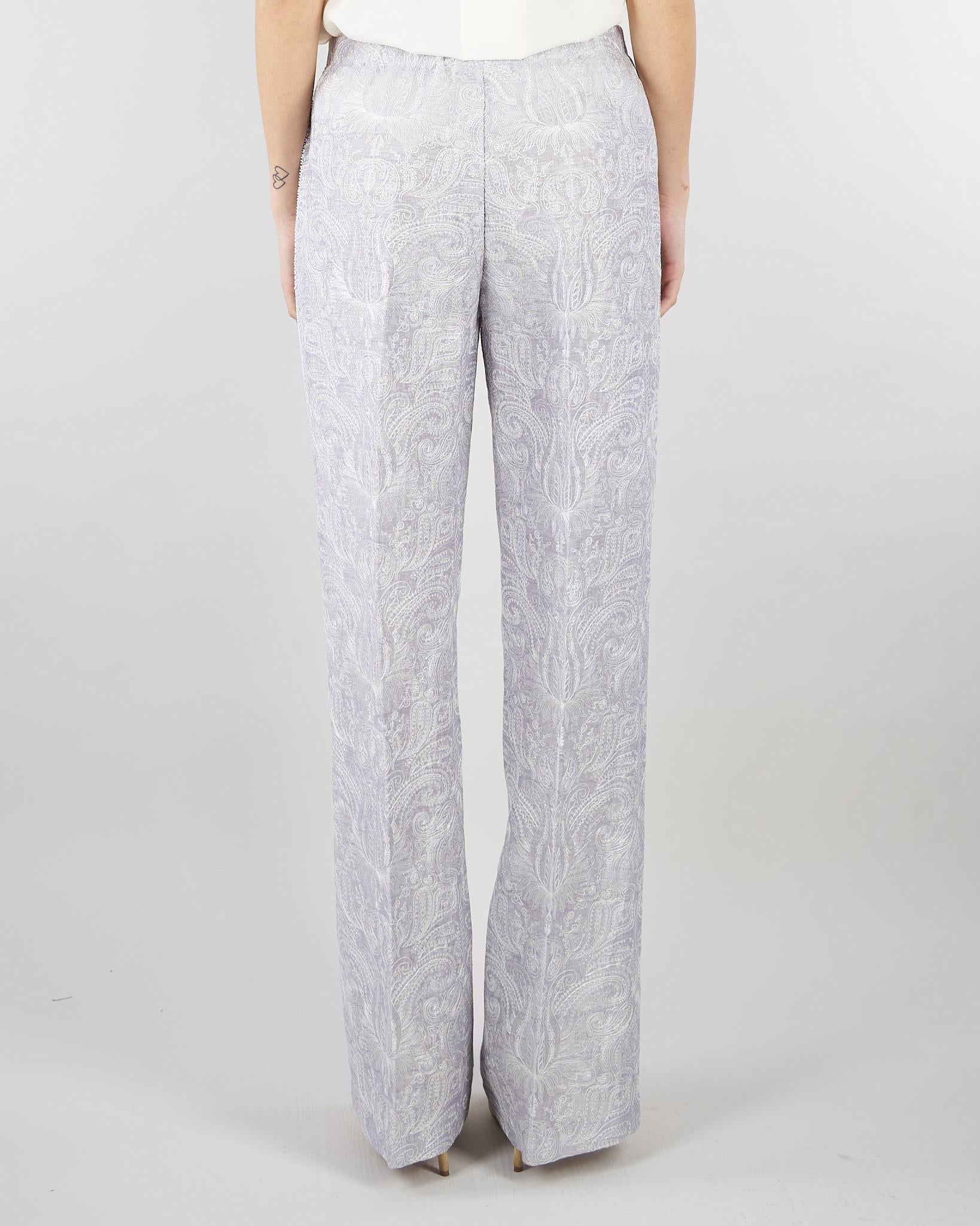 Pantalone jacquard Polvere relax fit elasticato in seta lino ricamato PT117350330051 760 SEVENTY 