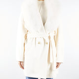 Cappotto Bianco con inserti in vera pelliccia CD1219VO 2 YES LONDON 