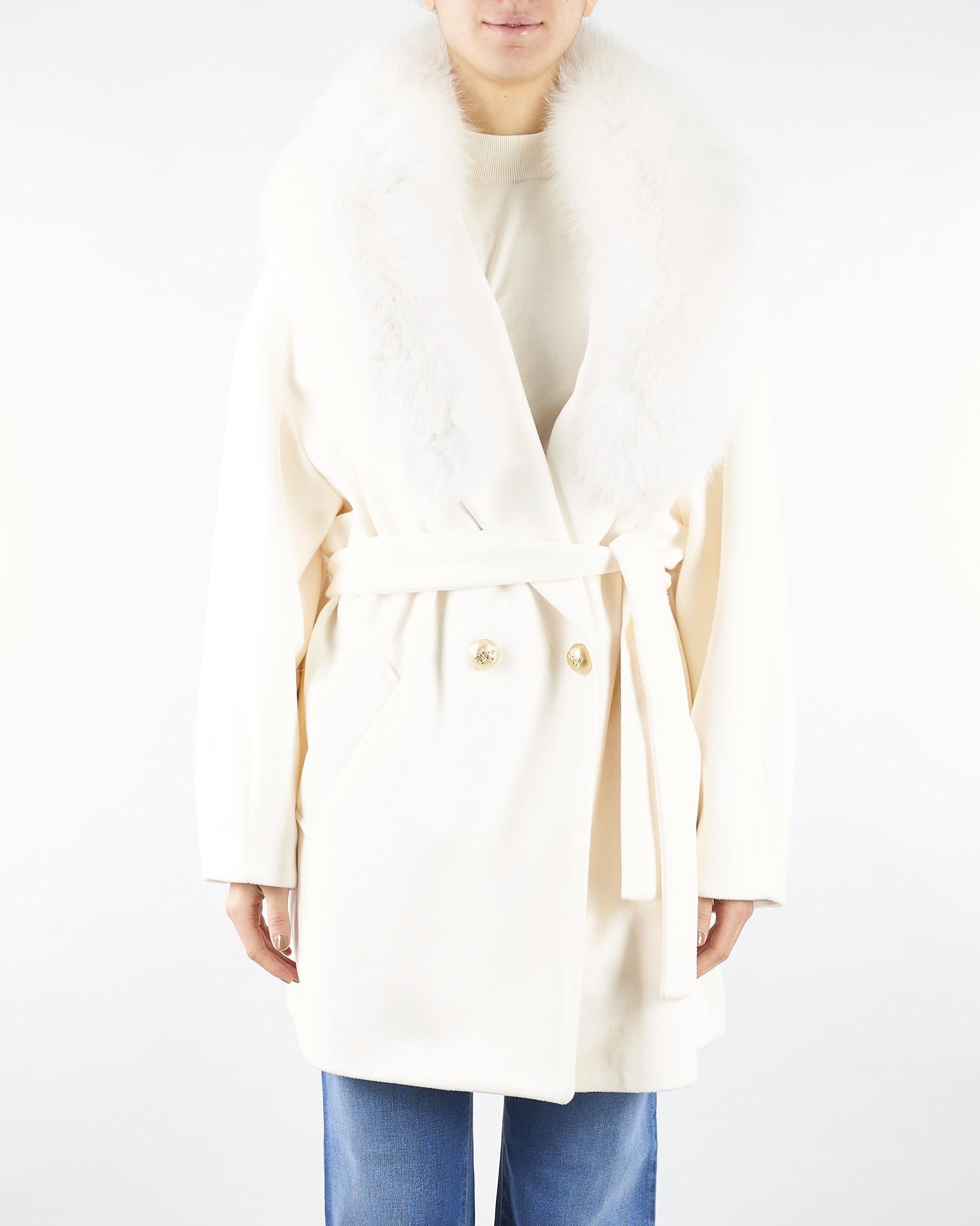 Cappotto Bianco con inserti in vera pelliccia CD1219VO 2 YES LONDON 