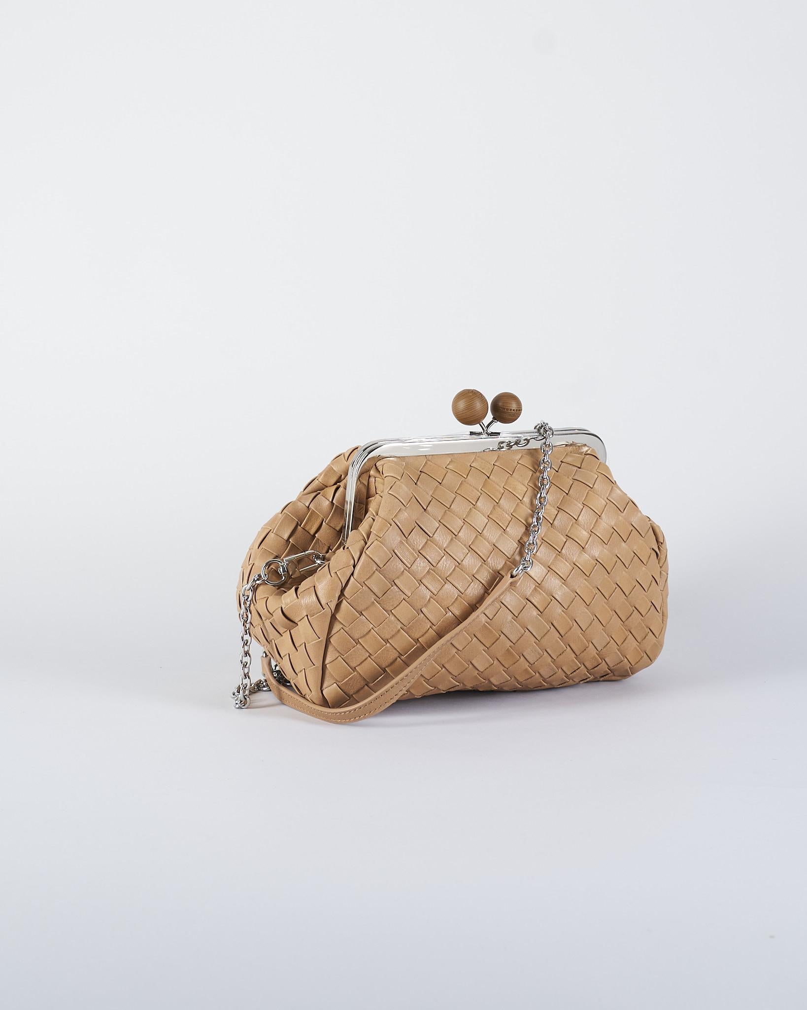 Borsa Beige Pasticcino Bag Medium in pelle intrecciata PANCIA 1 MAX MARA WEEKEND 