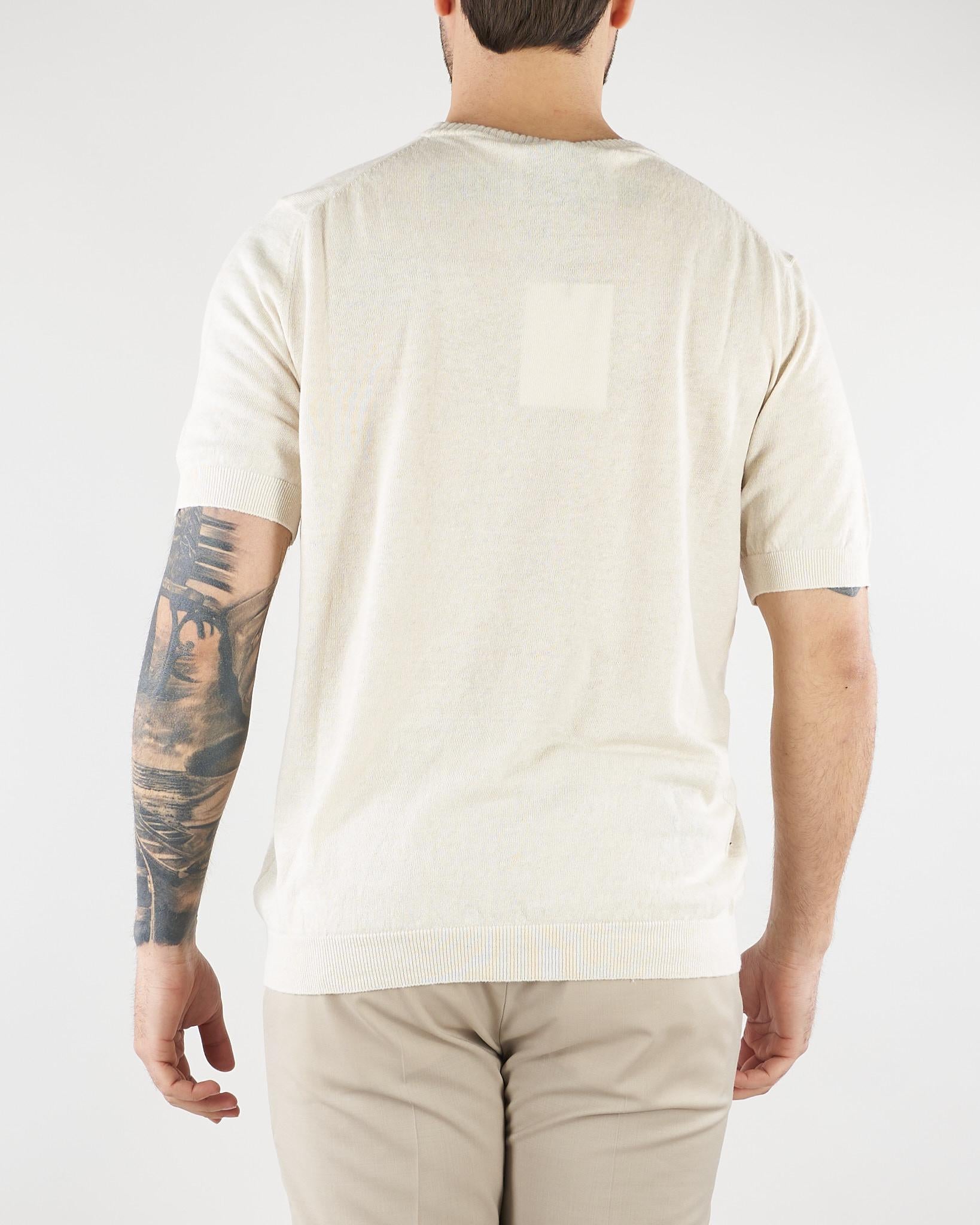 Maglia Beige in puro lino e cotone B9AB0030 417 AMARANTO 