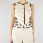 Gilet Panna ricamato in lino MLLAEROVIA 3 MARELLA 