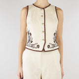 Gilet Panna ricamato in lino MLLAEROVIA 3 MARELLA 