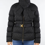 Piumino Nero in tessuto vela jacquard con cintura PI83D56E2 110 ELISABETTA FRANCHI 