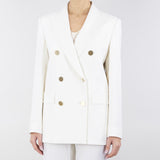 Blazer in crêpe satin di lana