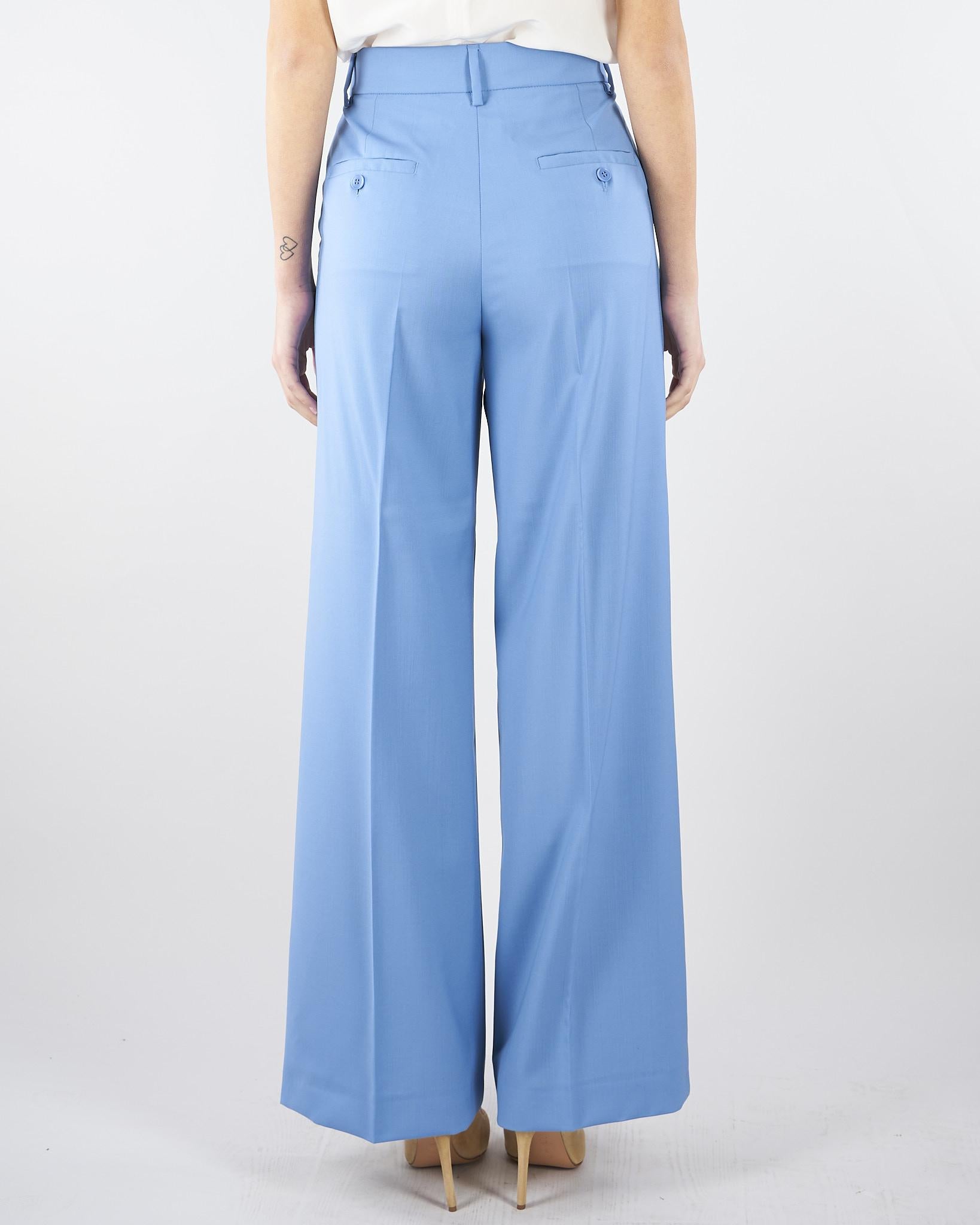 Pantalone palazzo Azzurro in tela di lana WKDVISIVO 5 MAX MARA WEEKEND 