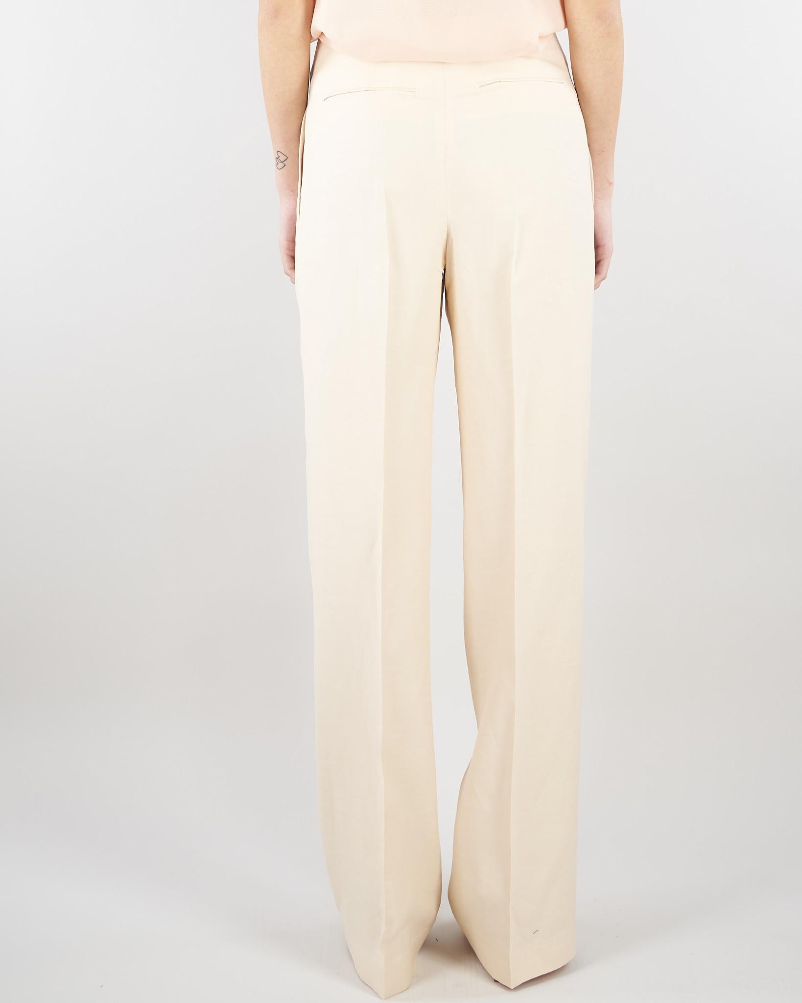 Pantaloni Crema wide leg in misto lino RA6094T8823 21406 BLUGIRL 