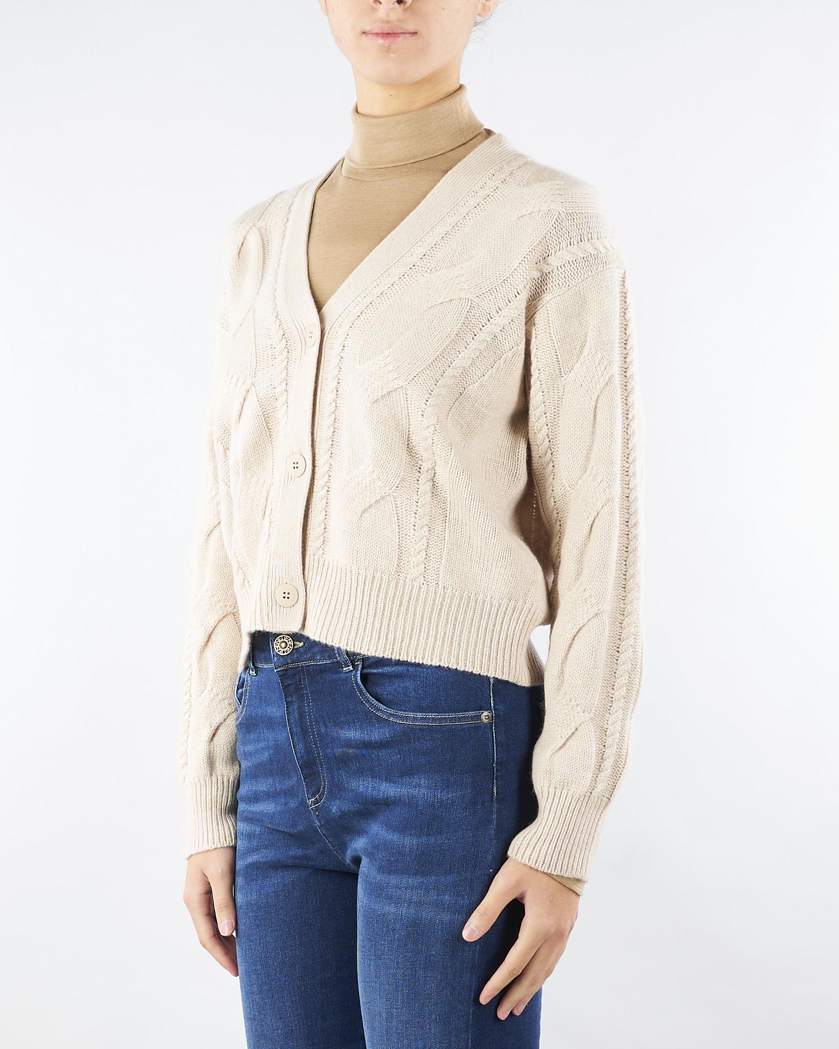 Cardigan Beige in lana e cachemire a trecce ALADINO 2 MAX MARA STUDIO 