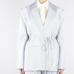 Blazer Celeste in satin lamè con lacci in vita SS260402 25 ELEH 