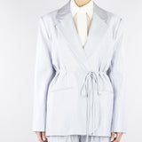Blazer Celeste in satin lamè con lacci in vita SS260402 25 ELEH 