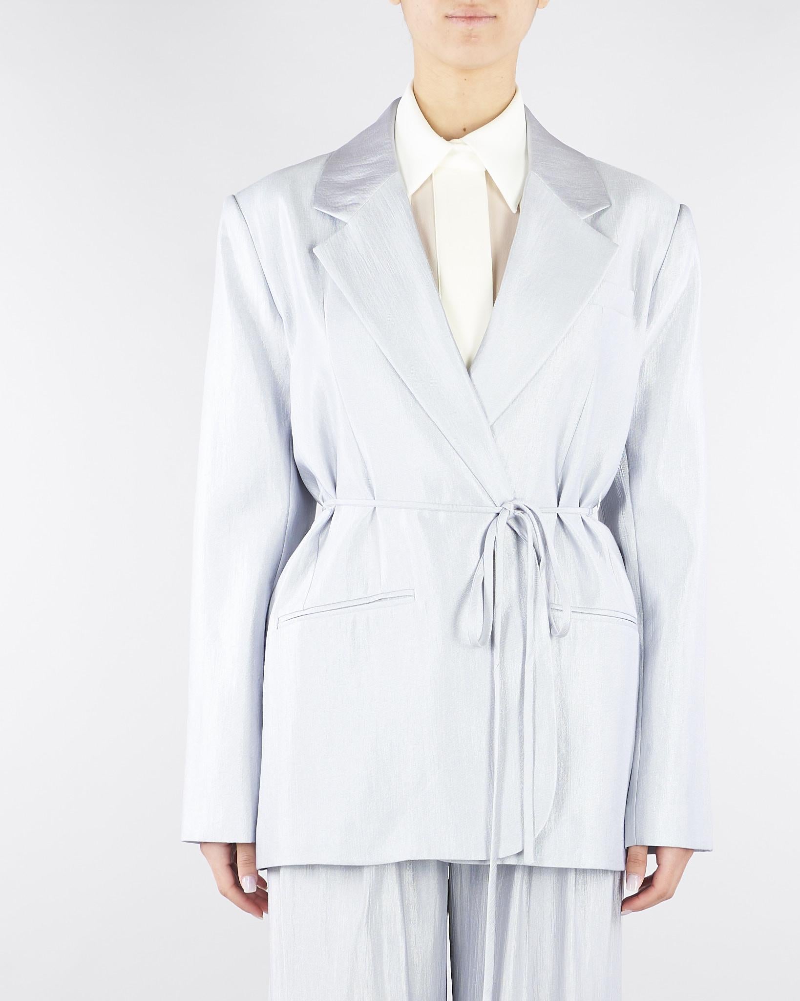 Blazer Celeste in satin lamè con lacci in vita SS260402 25 ELEH 