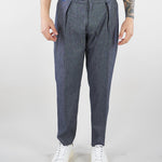 Pantalone Robin Blu in misto cotone e lino GC1PSS266901 E012 GOLDEN CRAFT 