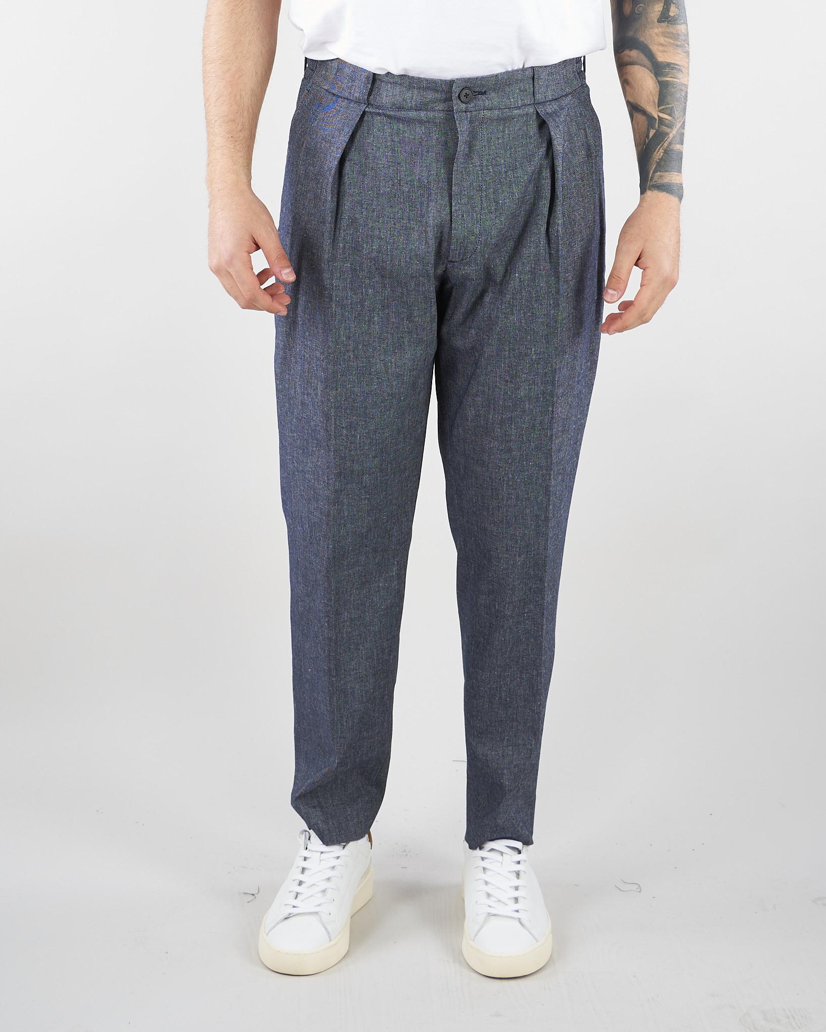 Pantalone Robin Blu in misto cotone e lino GC1PSS266901 E012 GOLDEN CRAFT 