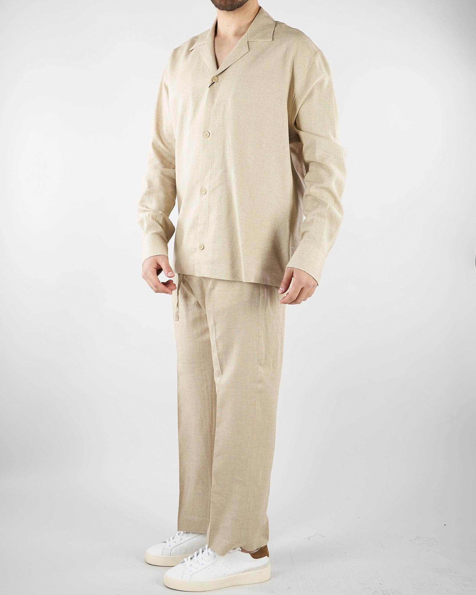 Camicia Beige in lino CA3638 25 I'M BRIAN 